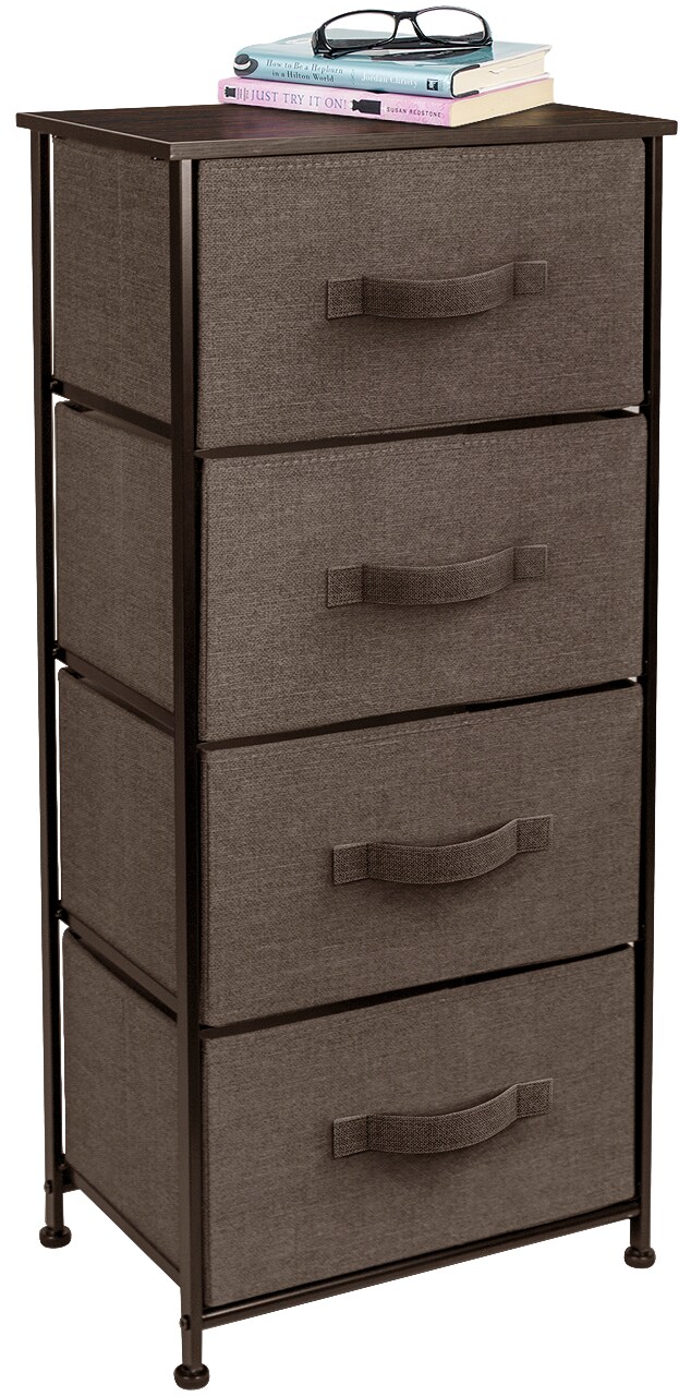 Sorbus Dresser with 4 Drawers - Bedside Furniture & Night Stand End Table Dresser with Steel Frame, Wood Top, Easy Pull Fabric Bins for Home, Bedroom Accessories, Office & Dorm